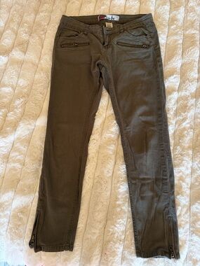 Olive Green Zip Pocket Skinny Pants
